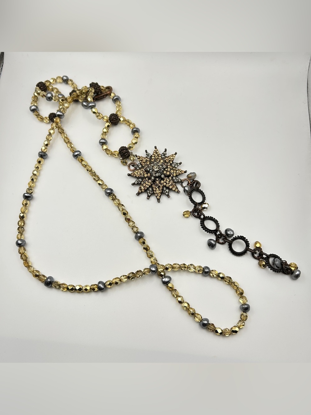 Seasonal Whispers Swarovski Crystal Star Floral Adjustable Belt Necklace